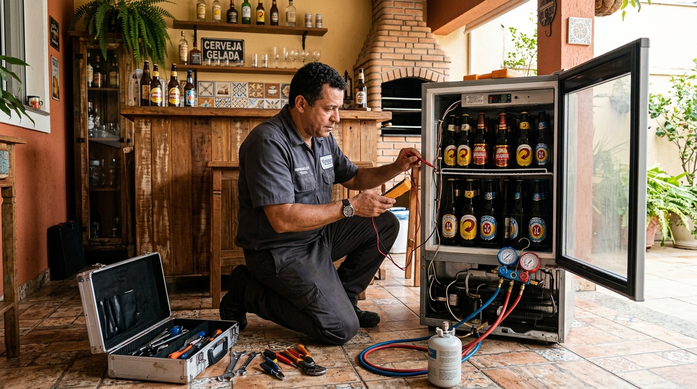Recarga de gás refrigerante em cervejeira em atendimento em Indaiatuba‑SP