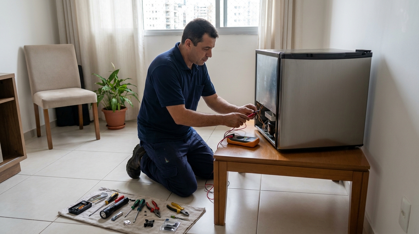 Técnico de conserto de frigobar em residência em Indaiatuba‑SP